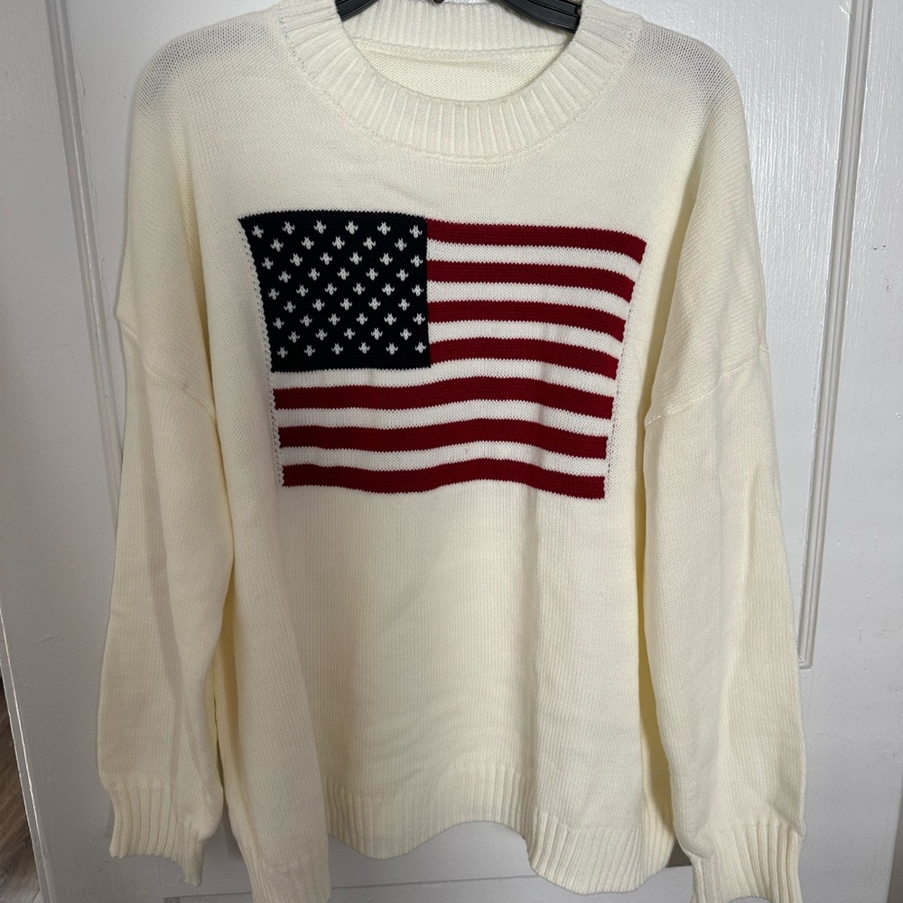 Cream American Flag Sweater